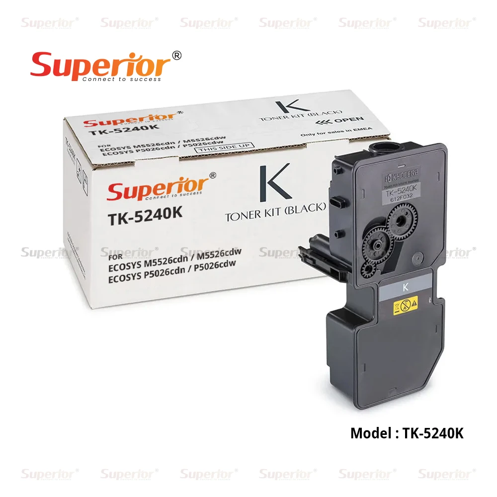 Superior TK-5240K Black High Yield Compatible Toner Cartridge – For Kyocera ECOSYS M5526cdn / M5526cdw, ECOSYS P5026cdn / P5026cdw